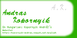 andras kopornyik business card